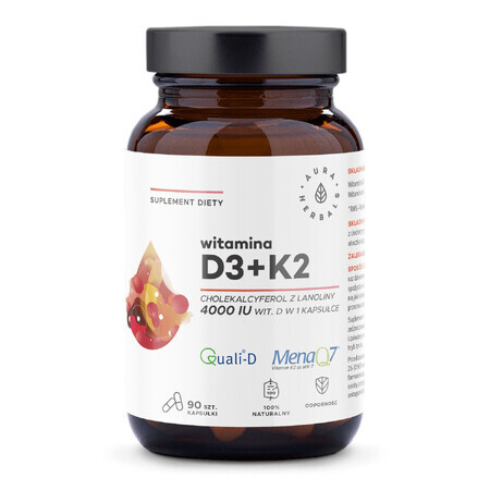 Aura Herbals Vitamin D3 4000 IU + K2, 90 Kapseln