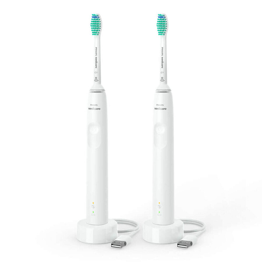 Philips Sonicare 3100 Series, Schallzahnbürste, HX3675/13, weiß, 2 Stück