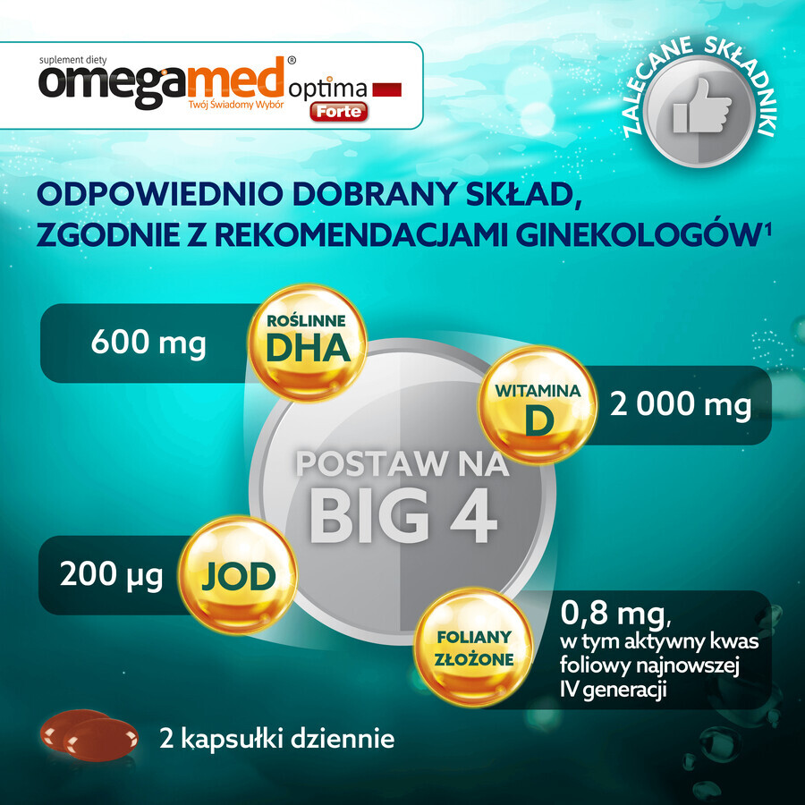 Omegamed Optima Forte DHA from algae for women in the second and third trimester of pregnancy and nursing mothers, 60 capsules