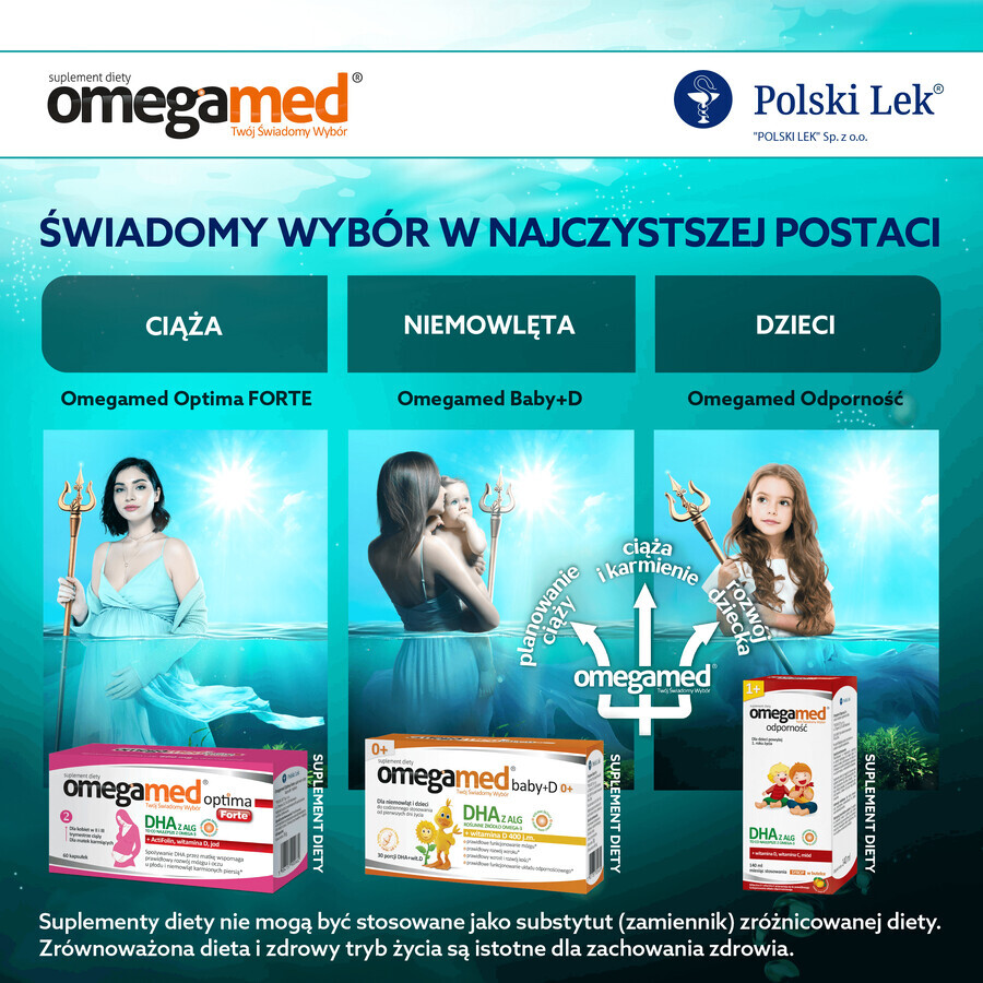 Omegamed Optima Forte DHA from algae for women in the second and third trimester of pregnancy and nursing mothers, 60 capsules