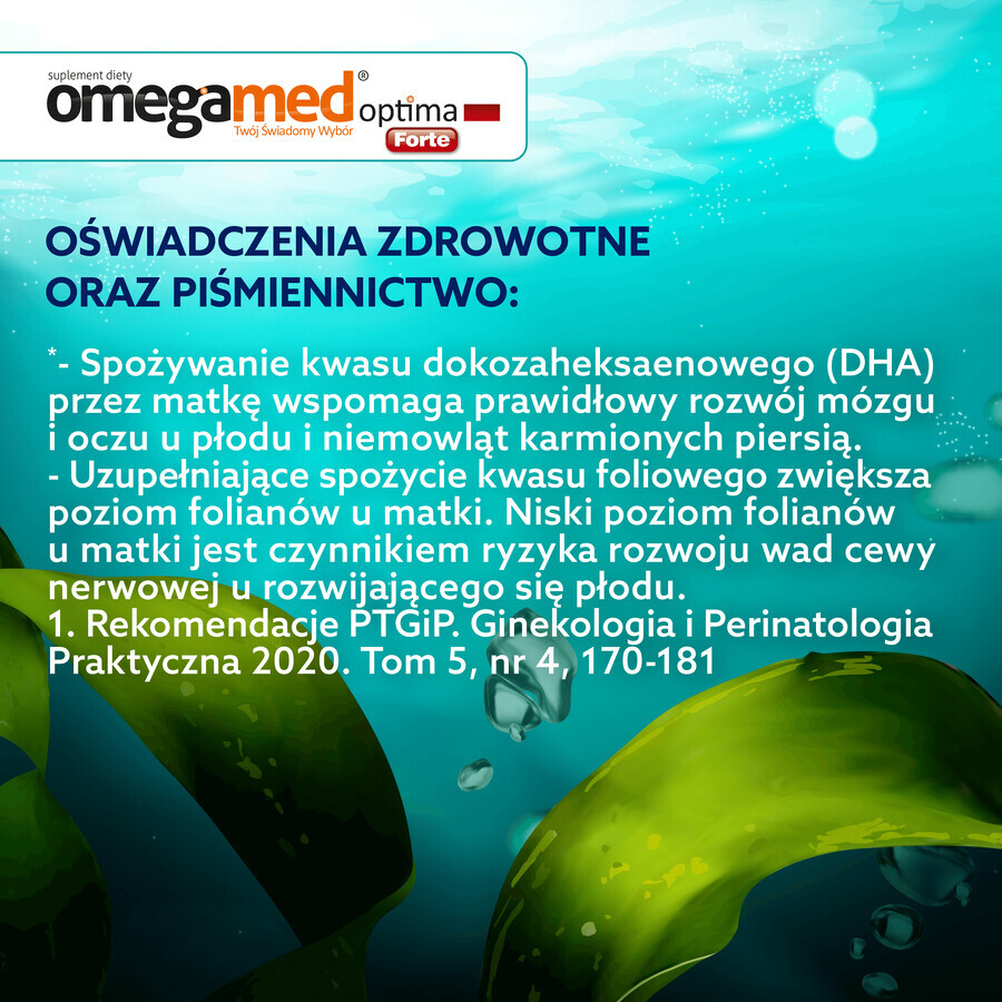 Omegamed Optima Forte DHA from algae for women in the second and third trimester of pregnancy and nursing mothers, 60 capsules