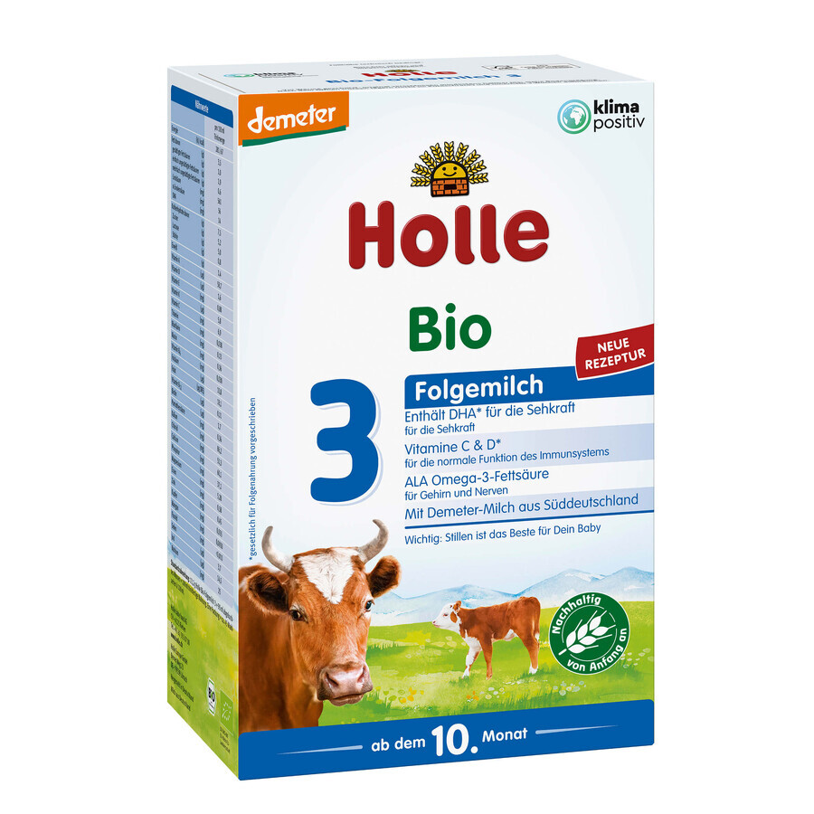 Holle Bio 3, lait de suite, à partir de 10 mois, 600 g