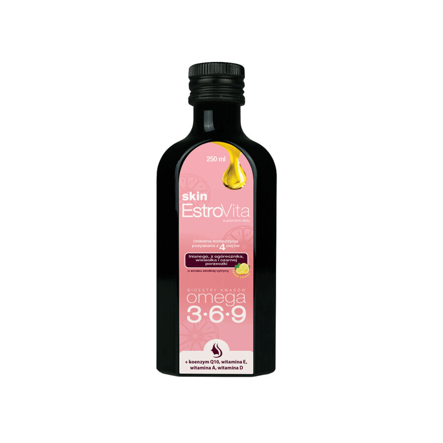 EstroVita Skin, ésteres de ácido Omega 3-6-9, sabor a limón dulce, 250 ml