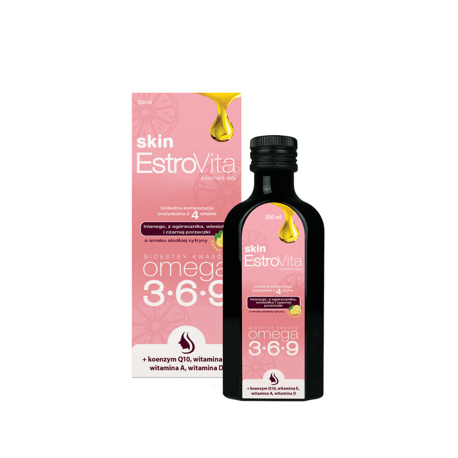 EstroVita Skin, ésteres de ácido Omega 3-6-9, sabor a limón dulce, 250 ml