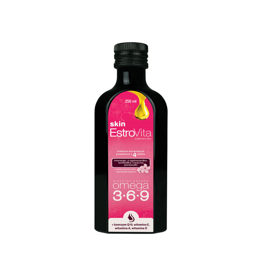 EstroVita Skin, Ester der Omega-3-6-9-Säuren, japanischer Kirschblüten-Sakura-Geschmack, 250 ml