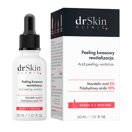 DrSkin Clinic, peeling ácido, Revitalización, ácido mandélico 5%, polihidroxiácidos 10%, 30 ml