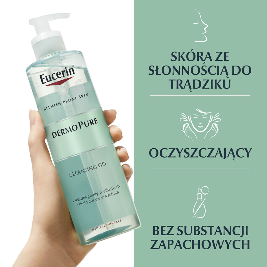 Eucerin DermoPure, gel detergente per viso e corpo, pelle acneica e imperfetta, 400 ml