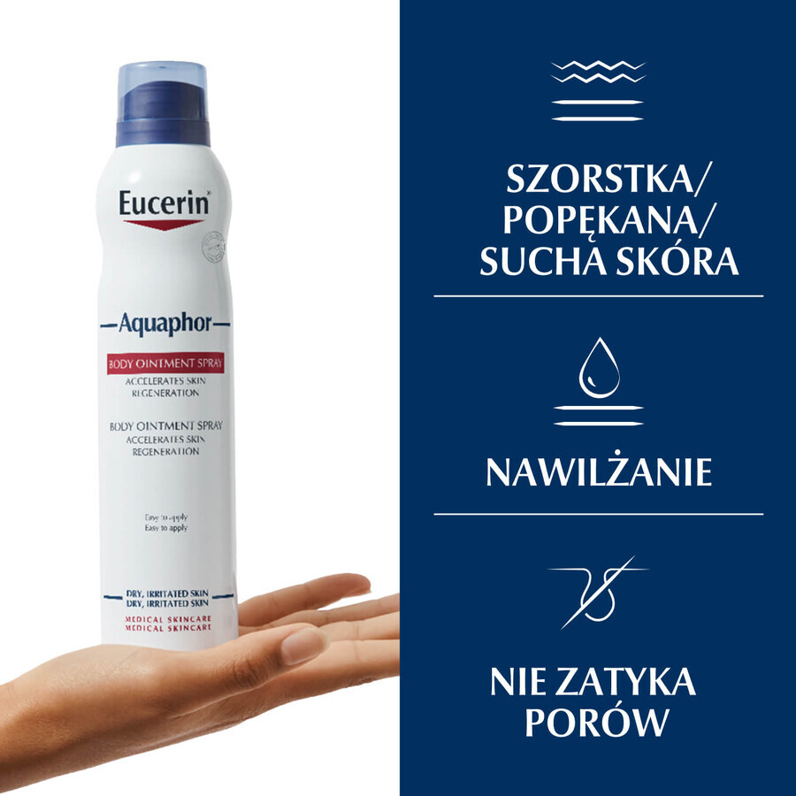 Eucerin Aquaphor, pomada regeneradora en spray corporal, para pieles secas, agrietadas e irritadas, 250 ml