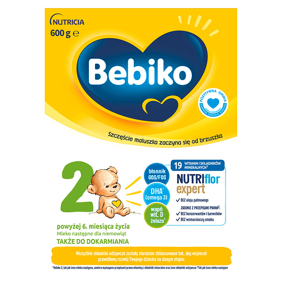 Bebiko 2 Latte di proseguimento Nutriflor Expert, oltre 6 mesi, 600 g