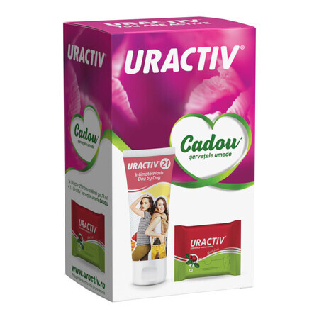 Pachet Uractiv 21 Intimate Wash, 75 ml + servetele umede intime Uractiv, 20 bucati, Fiterman