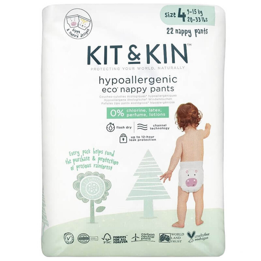 Kit&amp;Kin, biologisch abbaubare Einwegwindeln, Größe 4, 9-15 kg, 22 Stück