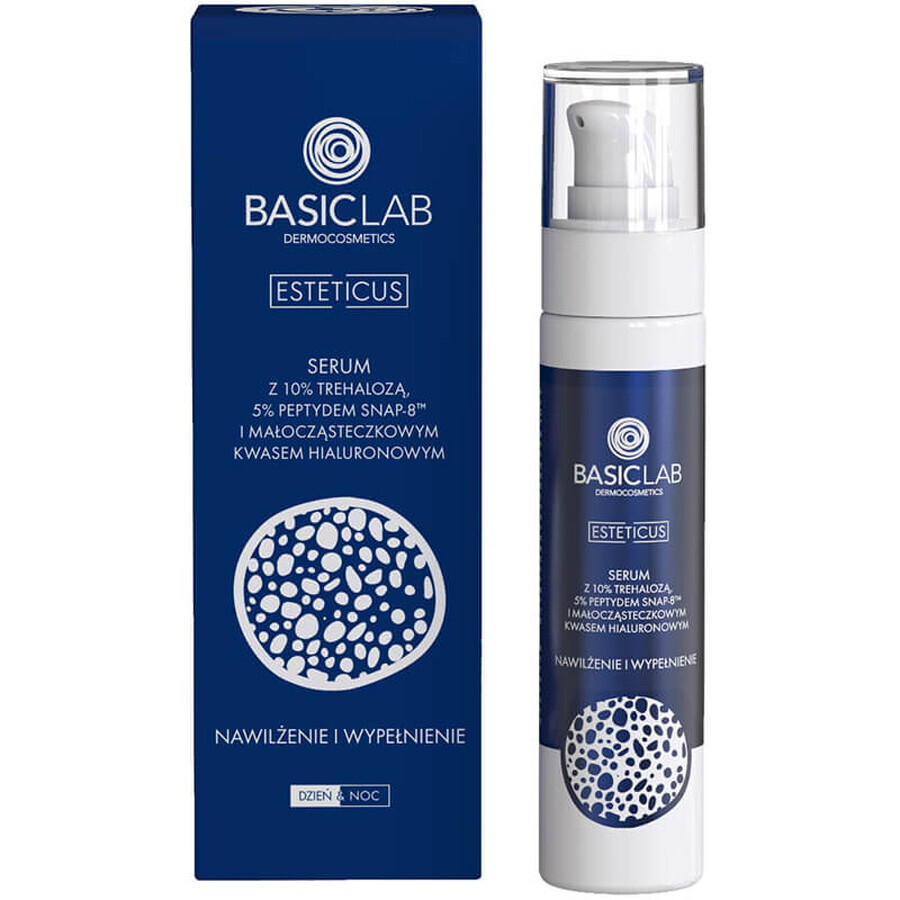 BasicLab Esteticus, Serum mit Trehalose 10%, Peptid 5% und Hyaluronsäure, Hydratation und Füllung, 50 ml