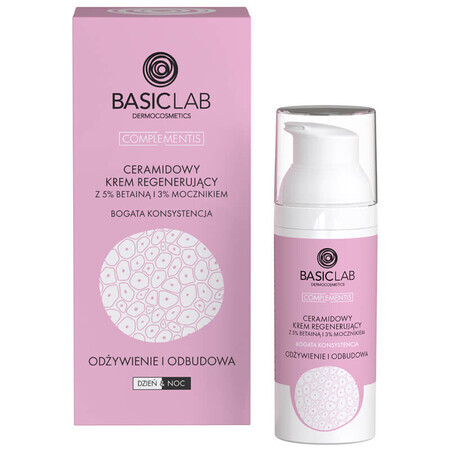 BasicLab Complementis, regenerierende Ceramid-Creme mit Betain 5% und Urea 3%, nährend und aufbauend, reichhaltige Textur, 50 ml