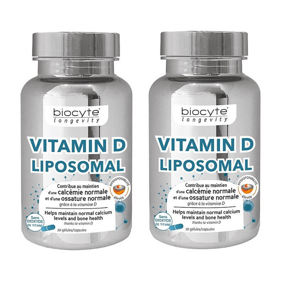 Pachet Vitamina D Lipozomal, 30 capsule + 30 capsule, Biocyte