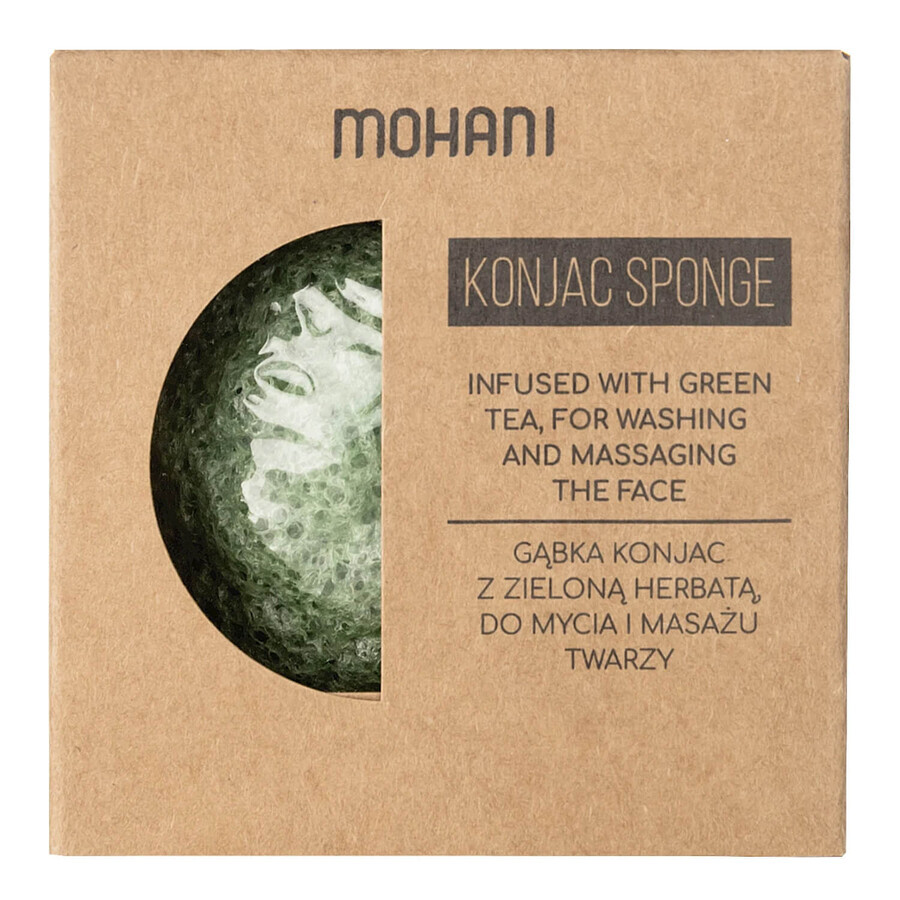 Mohani, Natural Konjac Facial Cleansing Sponge, Green Tea, 1 pc