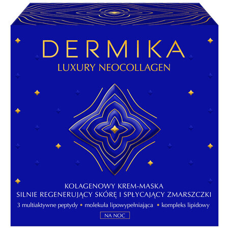 Dermika Luxury Neocollagen, Kollagen-Creme-Maske für starke Hautregeneration und Faltenreduktion, Nacht, 50 ml.