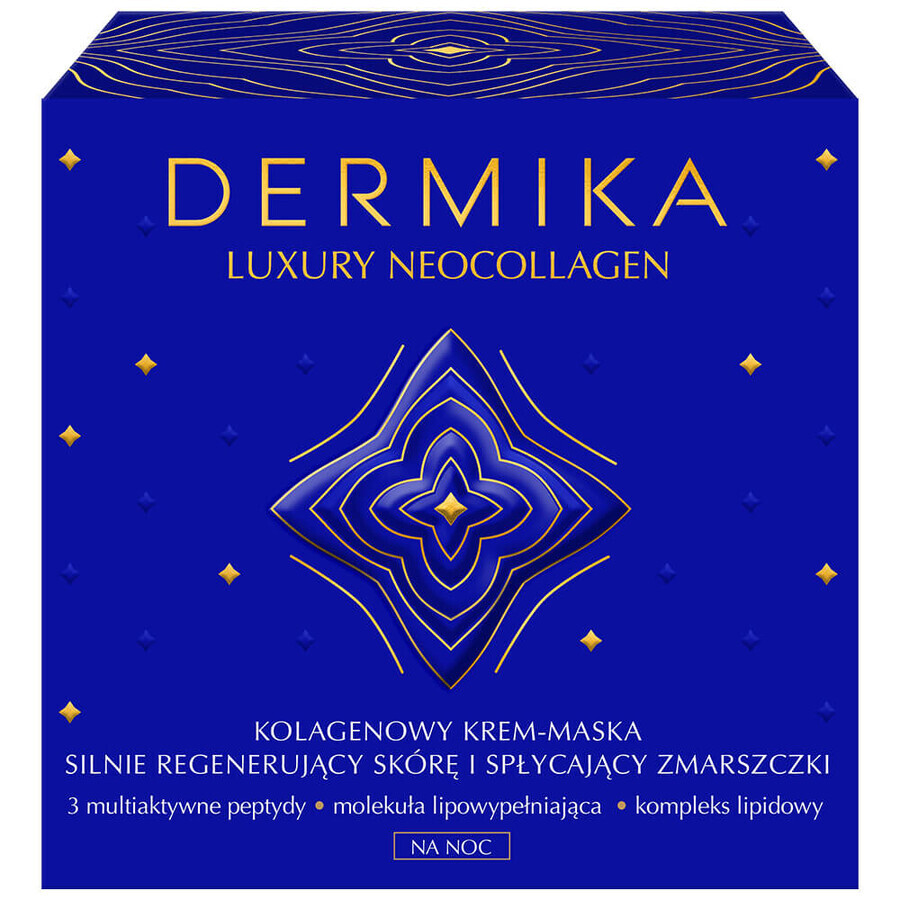 Dermika Luxury Neocollagen, Kollagen-Creme-Maske für starke Hautregeneration und Faltenreduktion, Nacht, 50 ml.