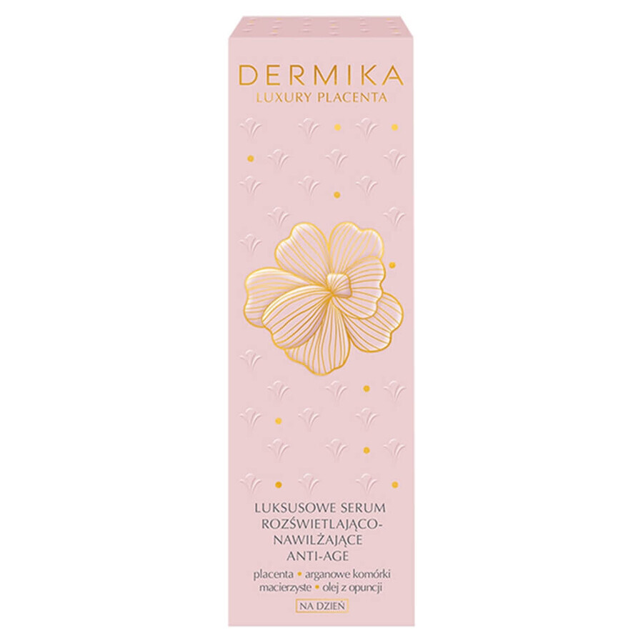 Dermika Luxury Placenta, luxuriöses aufhellendes und feuchtigkeitsspendendes Anti-Ageing-Serum für den Tag, 30 ml