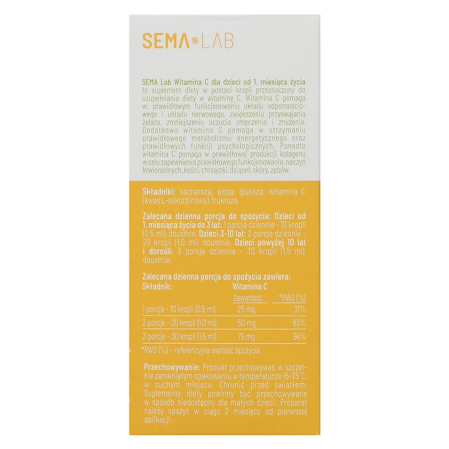 SEMA Lab Vitamin C für Kinder ab 1 Monat, Tropfen, 25 ml