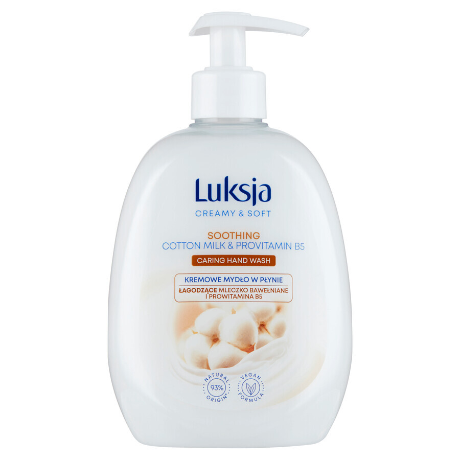 Luxja Creamy &amp; Soft, sapone liquido cremoso, lenitivo, latte di cotone e provitamina B5, 500 ml