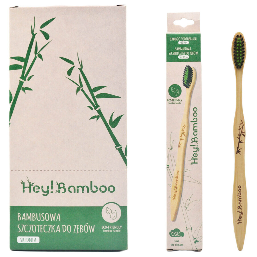 Hey Bamboo, tandenborstel, bamboe, medium, 1 stuk