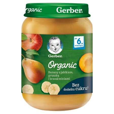 Gerber Organic dessert, bananas with apples, pears and peaches, after 6 months, 190 g