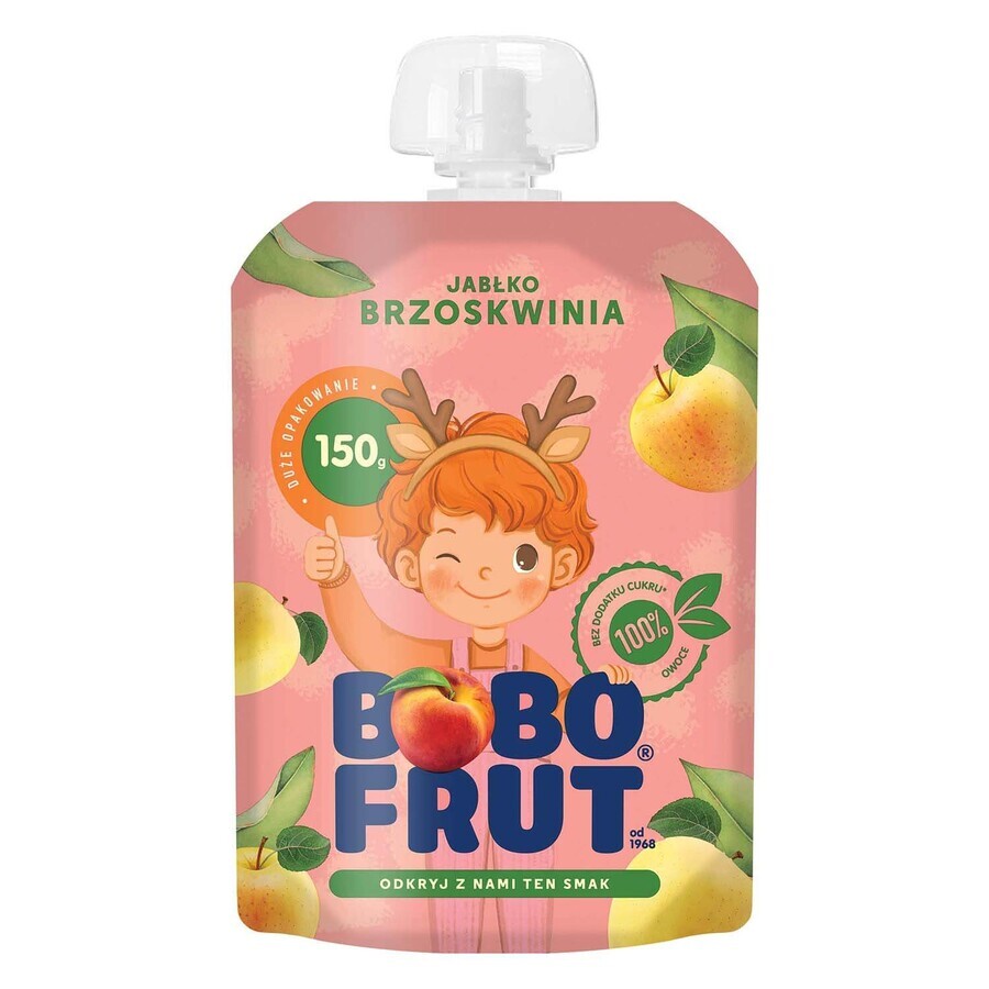 Bobo Frut Mousse de frutas en tubo, manzana y melocotón, 1-3 años, 150 g