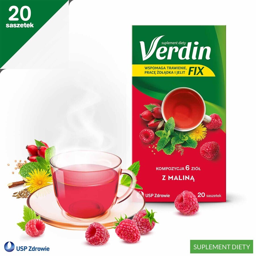 Verdin Fix mit Himbeere, 20 Portionsbeutel