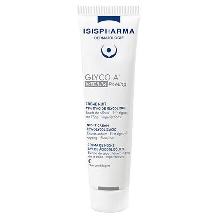 Isispharma Glyco-A, medium peeling night cream with 12% glycolic acid, 30 ml