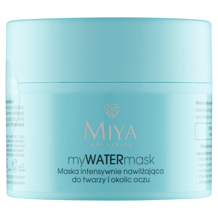 Miya myWATERmask, mascarilla intensamente hidratante para rostro y contorno de ojos, 50 g