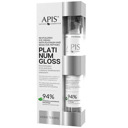 Apis Platinum Gloss Home Terapis, crème revitalisante pour les yeux au platine et aux peptides bioactifs, peau mature, 10 ml