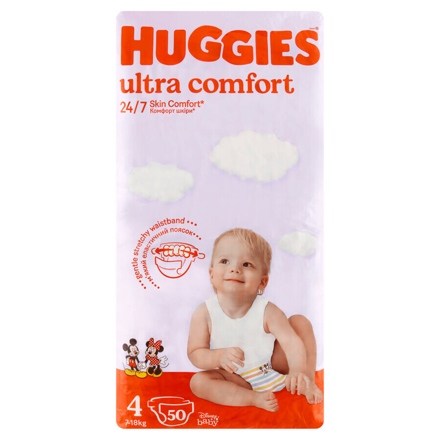 Huggies Ultra Comfort, couches, Disney, taille 4, 7-18 kg, 50 pcs