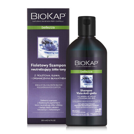 Biokap Bellezza, violette shampoo om geeltinten te neutraliseren, 200 ml