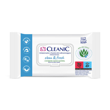 Cleanic Clean&amp;Fresh, universelle erfrischende Feuchttücher, 120 Stück