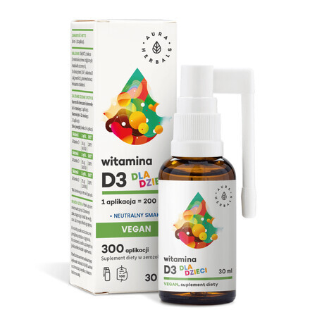 Aura Herbals Vitamin D3 für Kinder Vegan, Aerosol, 30 ml