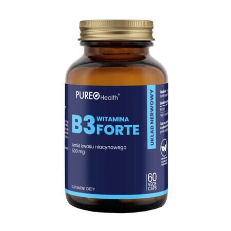 Pureo Health Vitamin B3 Forte, niacin 500 mg, 60 vegetable capsules