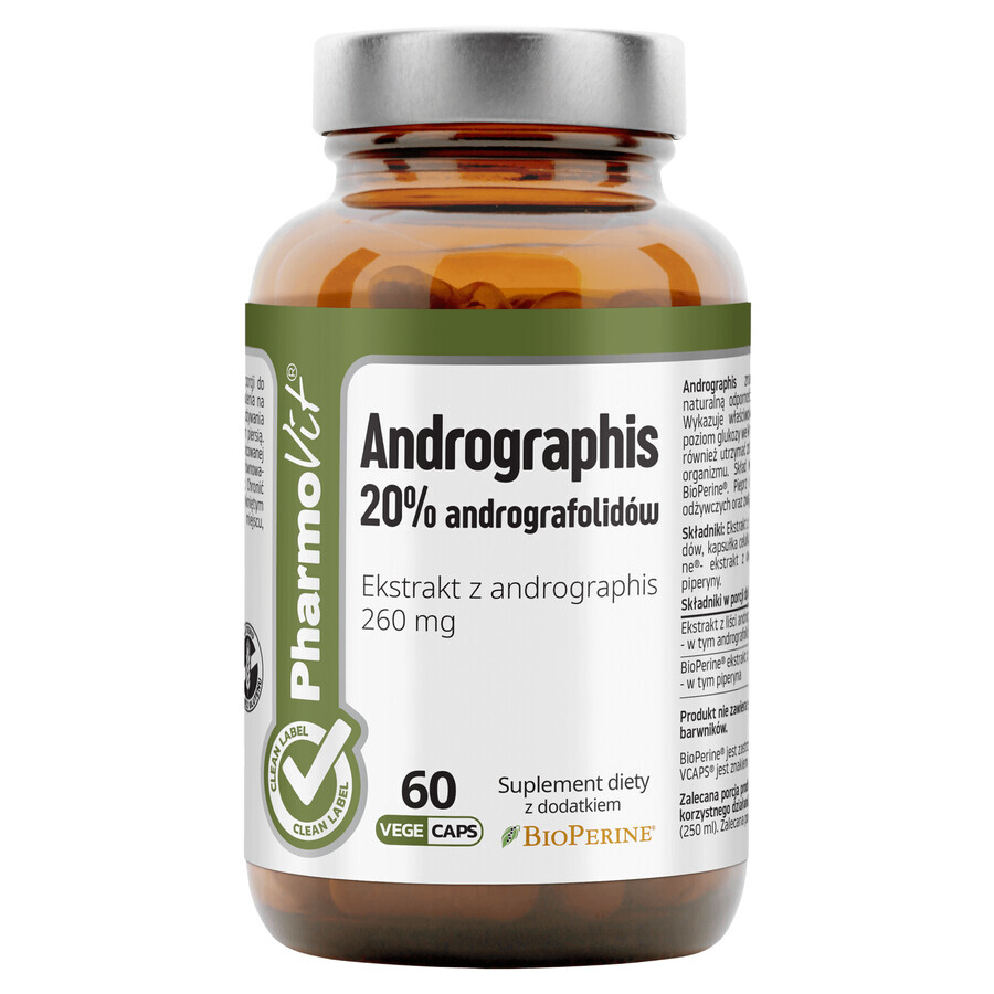 PharmoVit Andrographis, 20% andrographolide, 60 capsule vegetali