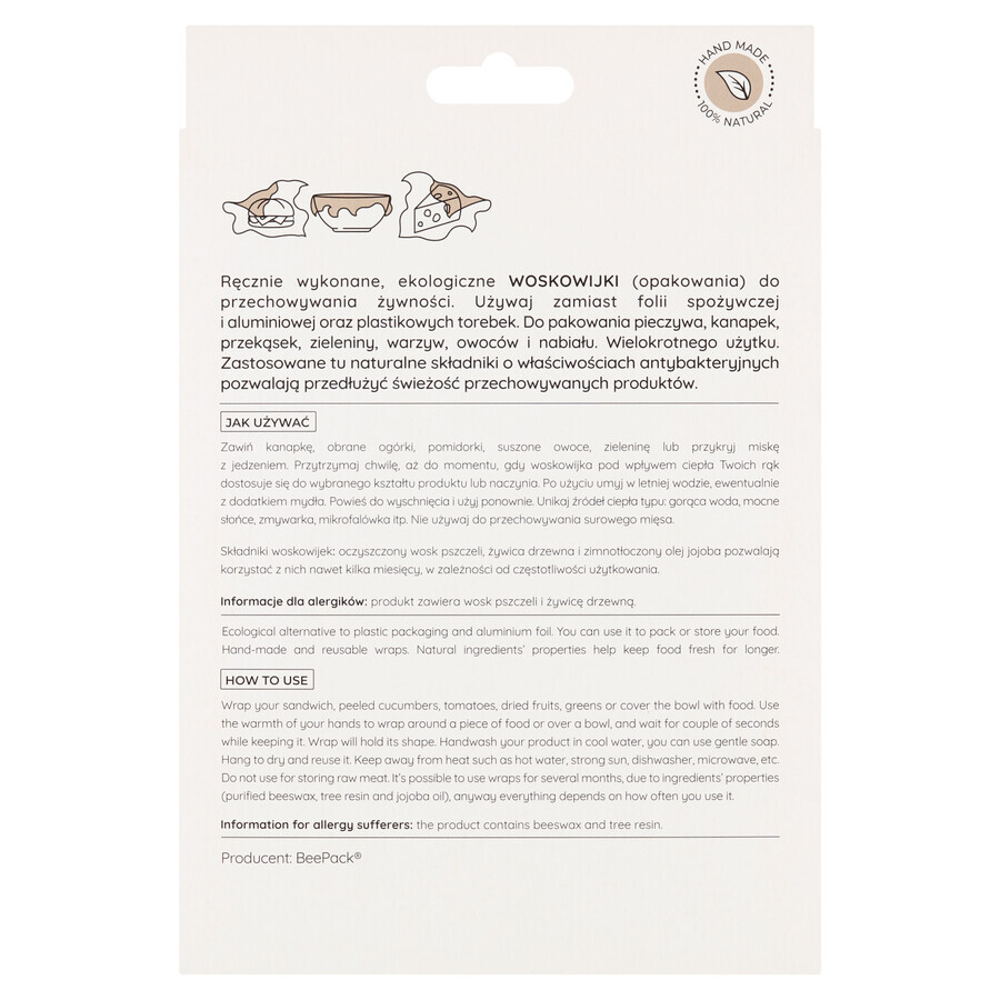 Helpa Waxwraps, ambalaj ecologic pentru păstrarea alimentelor, mărimea M, 1 buc