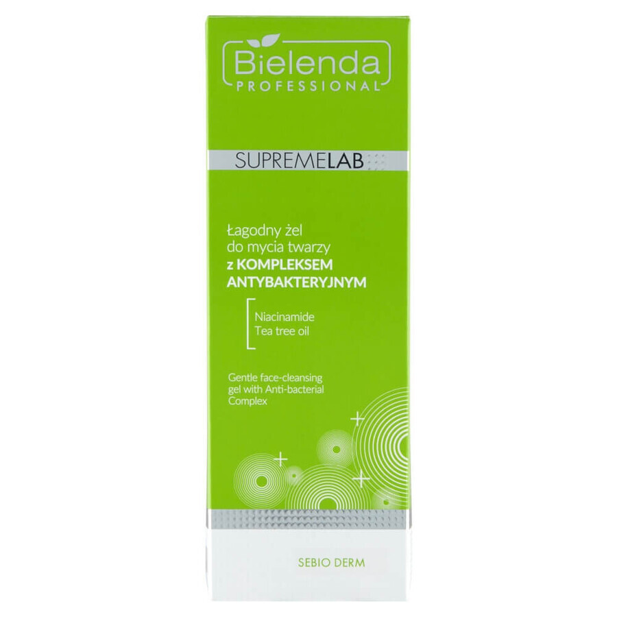 Bielenda Professional SupremeLAB Sebio Derm, gel nettoyant doux pour le visage avec complexe antibactérien, 200 g