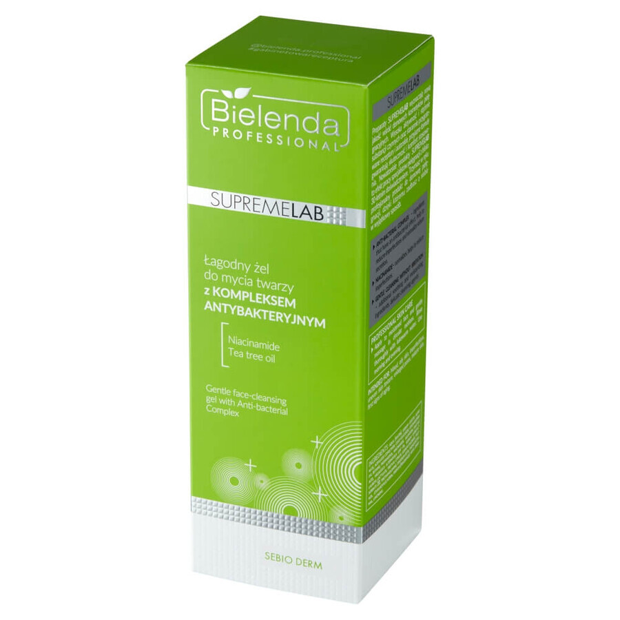 Bielenda Professional SupremeLAB Sebio Derm, gel nettoyant doux pour le visage avec complexe antibactérien, 200 g