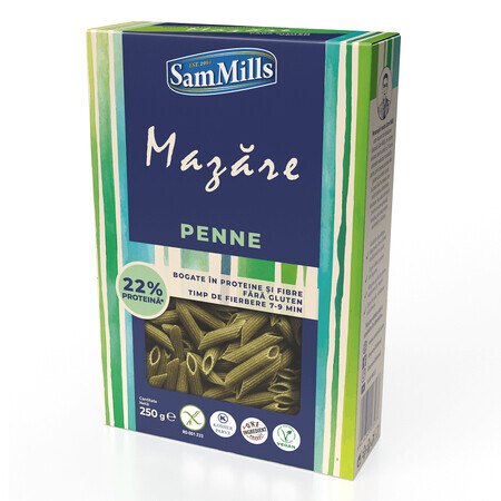 Paste penne fara gluten din mazare, 250 g, Sam Mills