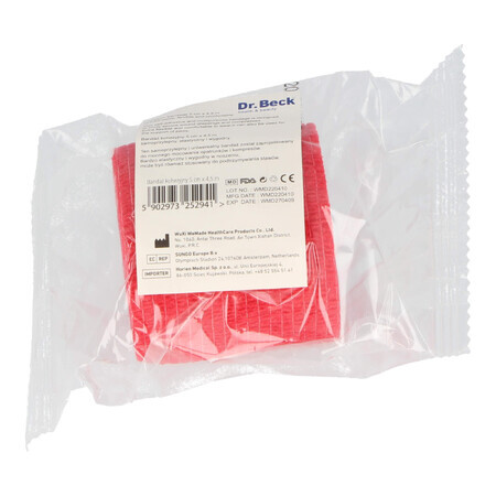 Dr. Beck, Kohäsivbandage Non-Woven, Vliesstoff, Rot, 5 cm x 4,5 m