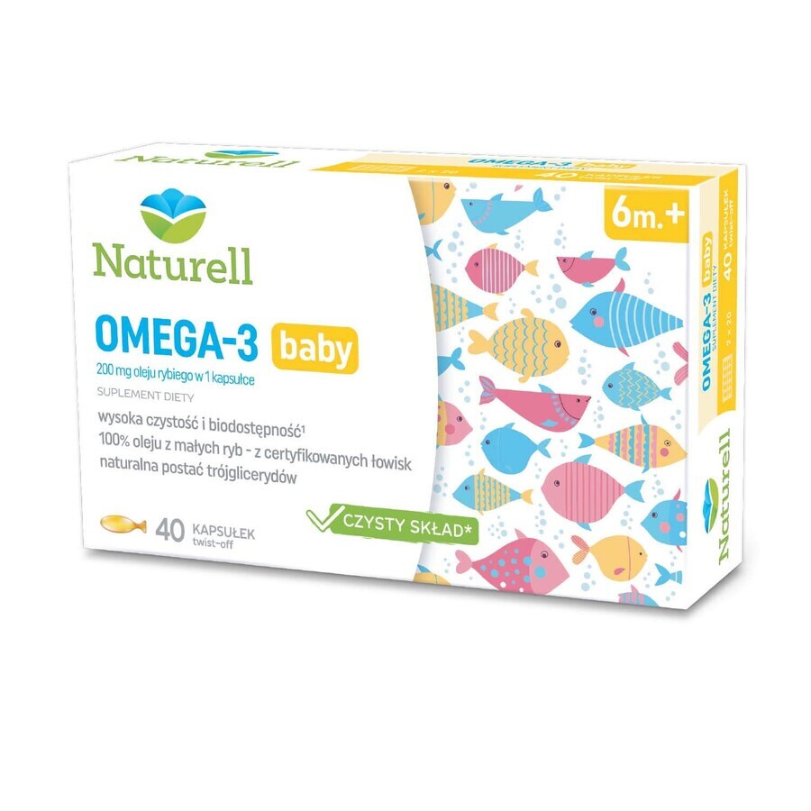 Naturell Omega-3 Baby, für Säuglinge ab 6 Monaten, 40 Kapseln mit Drehverschluss