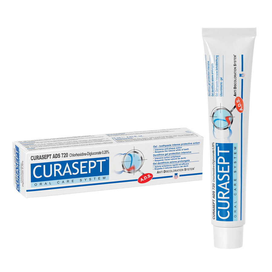 Curasept ADS 720, Gel-Zahnpasta mit Chlorhexidin 0,20%, 75 ml