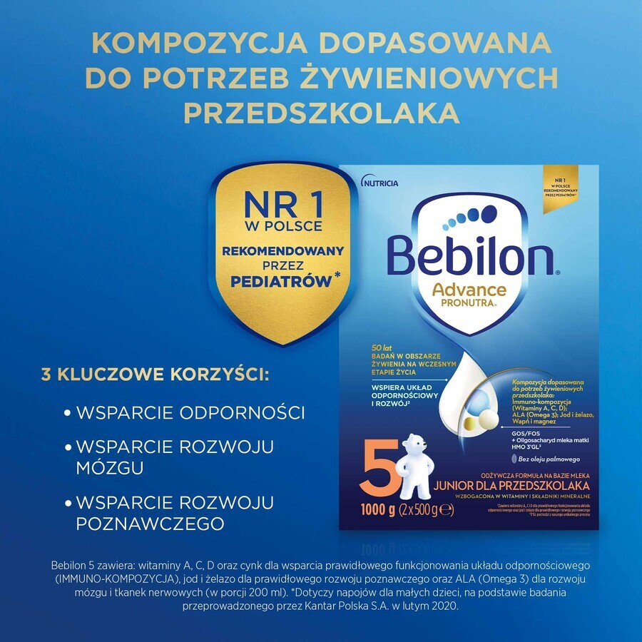 Bebilon Advance Pronutra 5 Junior, nährstoffreiche Milchnahrung, für das Vorschulkind, 1000 g