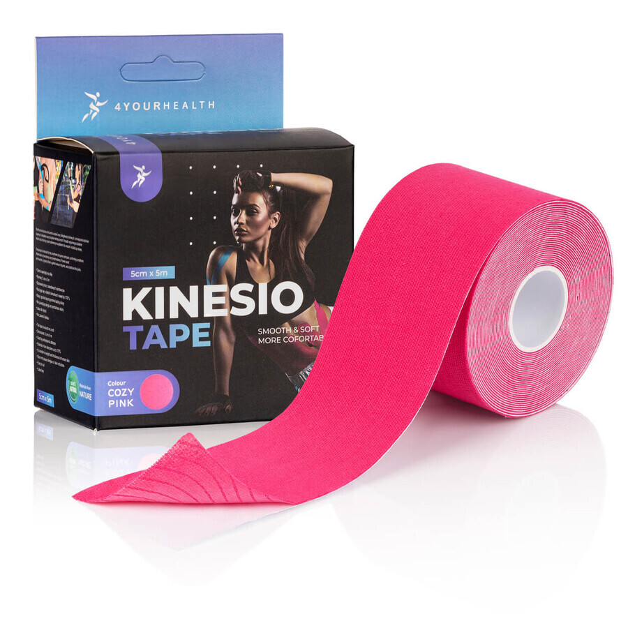 4yourhealth Kinesio Tape, Kinesiologieband, rosa, 5 cm x 5 m