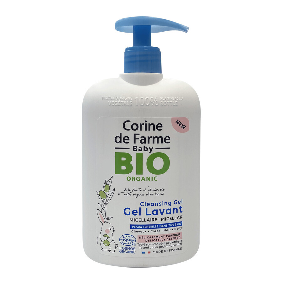 Corine de Farme Baby BIO, Gel micelar para el lavado del cabello y del cuerpo 2 en 1, desde el nacimiento, 500 ml