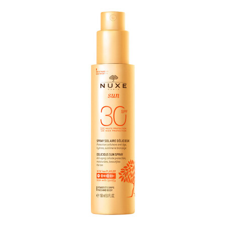 Nuxe Sun, Bräunungslotion für Gesicht und Körper, Spray, SPF 30, 150 ml