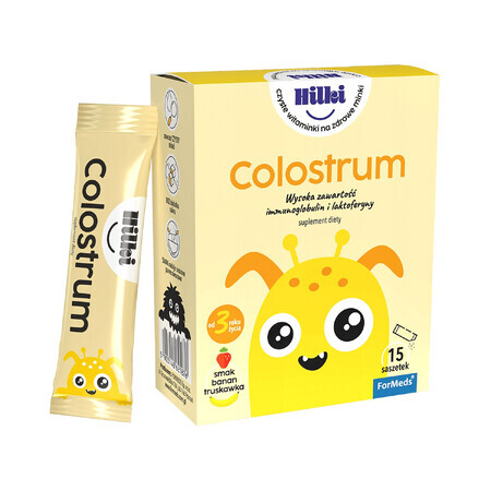 ForMeds Hilki Colostrum, für Kinder ab 3 Jahren, Bananen- und Erdbeergeschmack, 15 Portionsbeutel