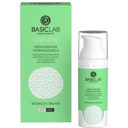 BasicLab Complementis, leichte normalisierende Emulsion mit Noni-Stammzellenkomplex 3%, Reduktion und Ausgleich, 50 ml